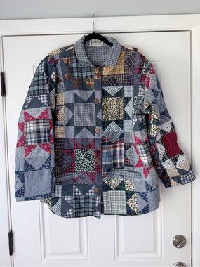 Vintage Patch Magic Patchwork quilted Jacket size S Boho Cottagecore